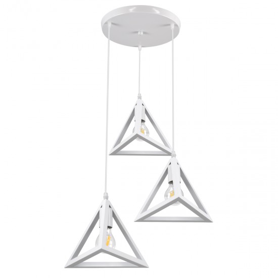 GLOBOSTAR® TRIANGLE 00617 Μοντέρνο Κρεμαστό Φωτιστικό Οροφής με Ντουί 3 x E27 AC 220-240V IP20 - Λευκό - Μ49 x Π49 x Y130cm GLOBOSTAR® TRIANGLE 00617 Μοντέρνο Κρεμαστό Φωτιστικό Οροφής με Ντουί 3 x E27 AC 220-240V IP20 - Λευκό - Μ49 x Π49 x Y130cm