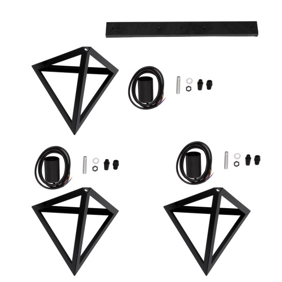 GLOBOSTAR® TRIANGLE 00621 Μοντέρνο Κρεμαστό Φωτιστικό Οροφής με Ντουί 3 x E27 AC 220-240V IP20 - Μαύρο - Μ70 x Π22 x Y130cm GLOBOSTAR® TRIANGLE 00621 Μοντέρνο Κρεμαστό Φωτιστικό Οροφής με Ντουί 3 x E27 AC 220-240V IP20 - Μαύρο - Μ70 x Π22 x Y130cm