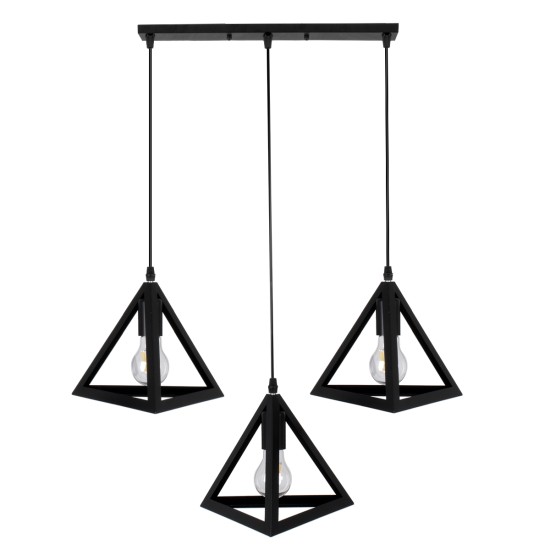GLOBOSTAR® TRIANGLE 00621 Μοντέρνο Κρεμαστό Φωτιστικό Οροφής με Ντουί 3 x E27 AC 220-240V IP20 - Μαύρο - Μ70 x Π22 x Y130cm GLOBOSTAR® TRIANGLE 00621 Μοντέρνο Κρεμαστό Φωτιστικό Οροφής με Ντουί 3 x E27 AC 220-240V IP20 - Μαύρο - Μ70 x Π22 x Y130cm