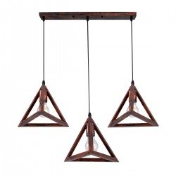 GLOBOSTAR® TRIANGLE 00623 Μοντέρνο Κρεμαστό Φωτιστικό Οροφής με Ντουί 3 x E27 AC 220-240V IP20 - Χάλκινο - Μ70 x Π22 x Y130cm
