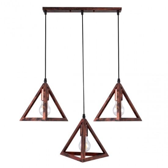 GLOBOSTAR® TRIANGLE 00623 Μοντέρνο Κρεμαστό Φωτιστικό Οροφής με Ντουί 3 x E27 AC 220-240V IP20 - Χάλκινο - Μ70 x Π22 x Y130cm GLOBOSTAR® TRIANGLE 00623 Μοντέρνο Κρεμαστό Φωτιστικό Οροφής με Ντουί 3 x E27 AC 220-240V IP20 - Χάλκινο - Μ70 x Π22 x Y130cm