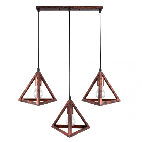 GLOBOSTAR® TRIANGLE 00623 Μοντέρνο Κρεμαστό Φωτιστικό Οροφής με Ντουί 3 x E27 AC 220-240V IP20 - Χάλκινο - Μ70 x Π22 x Y130cm GLOBOSTAR® TRIANGLE 00623 Μοντέρνο Κρεμαστό Φωτιστικό Οροφής με Ντουί 3 x E27 AC 220-240V IP20 - Χάλκινο - Μ70 x Π22 x Y130cm