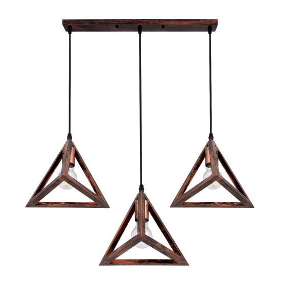 GLOBOSTAR® TRIANGLE 00623 Μοντέρνο Κρεμαστό Φωτιστικό Οροφής με Ντουί 3 x E27 AC 220-240V IP20 - Χάλκινο - Μ70 x Π22 x Y130cm GLOBOSTAR® TRIANGLE 00623 Μοντέρνο Κρεμαστό Φωτιστικό Οροφής με Ντουί 3 x E27 AC 220-240V IP20 - Χάλκινο - Μ70 x Π22 x Y130cm
