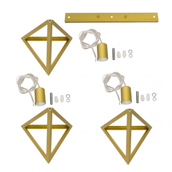GLOBOSTAR® TRIANGLE 00625 Μοντέρνο Κρεμαστό Φωτιστικό Οροφής με Ντουί 3 x E27 AC 220-240V IP20 - Χρυσό - Μ70 x Π22 x Y130cm GLOBOSTAR® TRIANGLE 00625 Μοντέρνο Κρεμαστό Φωτιστικό Οροφής με Ντουί 3 x E27 AC 220-240V IP20 - Χρυσό - Μ70 x Π22 x Y130cm