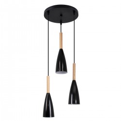 GLOBOSTAR® DILLON 00626 Μοντέρνο Κρεμαστό Φωτιστικό Οροφής με Ντουί 3 x E27 AC 220-240V IP20 - Μαύρο & Μπεζ - Μ26 x Π26 x Υ130cm