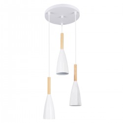GLOBOSTAR® DILLON 00627 Μοντέρνο Κρεμαστό Φωτιστικό Οροφής με Ντουί 3 x E27 AC 220-240V IP20 - Λευκό & Μπεζ - Μ26 x Π26 x Υ130cm