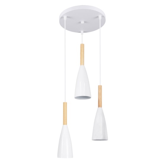 GLOBOSTAR® DILLON 00627 Μοντέρνο Κρεμαστό Φωτιστικό Οροφής με Ντουί 3 x E27 AC 220-240V IP20 - Λευκό & Μπεζ - Μ26 x Π26 x Υ130cm GLOBOSTAR® DILLON 00627 Μοντέρνο Κρεμαστό Φωτιστικό Οροφής με Ντουί 3 x E27 AC 220-240V IP20 - Λευκό & Μπεζ - Μ26 x Π26 x Υ130cm
