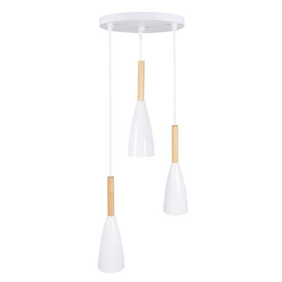 GLOBOSTAR® DILLON 00627 Μοντέρνο Κρεμαστό Φωτιστικό Οροφής με Ντουί 3 x E27 AC 220-240V IP20 - Λευκό & Μπεζ - Μ26 x Π26 x Υ130cm GLOBOSTAR® DILLON 00627 Μοντέρνο Κρεμαστό Φωτιστικό Οροφής με Ντουί 3 x E27 AC 220-240V IP20 - Λευκό & Μπεζ - Μ26 x Π26 x Υ130cm