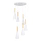 GLOBOSTAR® DILLON 00629 Μοντέρνο Κρεμαστό Φωτιστικό Οροφής με Ντουί 6 x E27 AC 220-240V IP20 - Λευκό & Μπεζ - Μ52 x Π52 x Y130cm