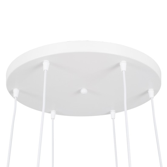 GLOBOSTAR® DILLON 00629 Μοντέρνο Κρεμαστό Φωτιστικό Οροφής με Ντουί 6 x E27 AC 220-240V IP20 - Λευκό & Μπεζ - Μ52 x Π52 x Y130cm