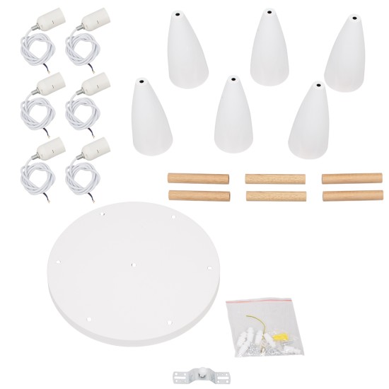 GLOBOSTAR® DILLON 00629 Μοντέρνο Κρεμαστό Φωτιστικό Οροφής με Ντουί 6 x E27 AC 220-240V IP20 - Λευκό & Μπεζ - Μ52 x Π52 x Y130cm