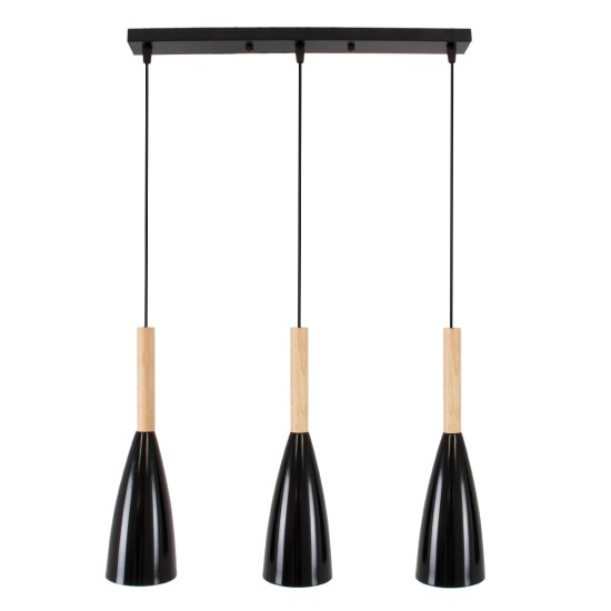 GLOBOSTAR® DILLON 00630 Μοντέρνο Κρεμαστό Φωτιστικό Οροφής με Ντουί 3 x E27 AC 220-240V IP20 - Μαύρο & Μπεζ - Μ54 x Π14 x Υ130cm GLOBOSTAR® DILLON 00630 Μοντέρνο Κρεμαστό Φωτιστικό Οροφής με Ντουί 3 x E27 AC 220-240V IP20 - Μαύρο & Μπεζ - Μ54 x Π14 x Υ130cm