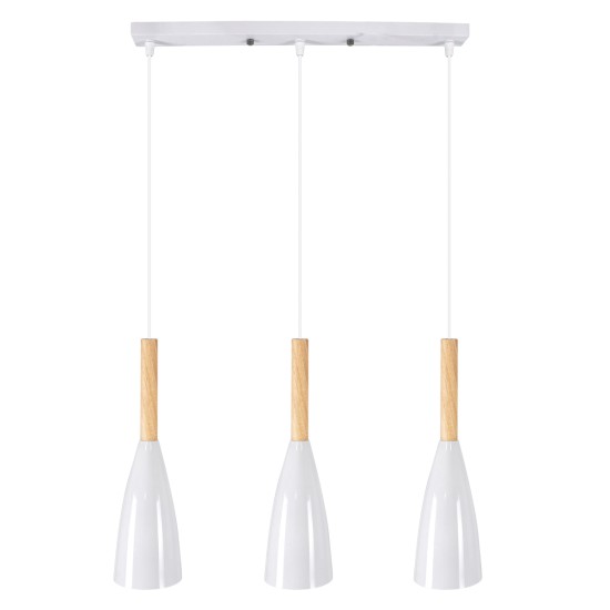 GLOBOSTAR® DILLON 00631 Μοντέρνο Κρεμαστό Φωτιστικό Οροφής με Ντουί 3 x E27 AC 220-240V IP20 - Λευκό & Μπεζ - Μ54 x Π14 x Υ130cm GLOBOSTAR® DILLON 00631 Μοντέρνο Κρεμαστό Φωτιστικό Οροφής με Ντουί 3 x E27 AC 220-240V IP20 - Λευκό & Μπεζ - Μ54 x Π14 x Υ130cm
