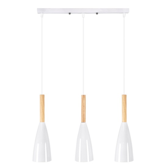 GLOBOSTAR® DILLON 00631 Μοντέρνο Κρεμαστό Φωτιστικό Οροφής με Ντουί 3 x E27 AC 220-240V IP20 - Λευκό & Μπεζ - Μ54 x Π14 x Υ130cm GLOBOSTAR® DILLON 00631 Μοντέρνο Κρεμαστό Φωτιστικό Οροφής με Ντουί 3 x E27 AC 220-240V IP20 - Λευκό & Μπεζ - Μ54 x Π14 x Υ130cm