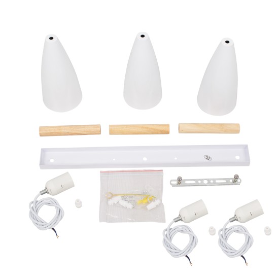 GLOBOSTAR® DILLON 00631 Μοντέρνο Κρεμαστό Φωτιστικό Οροφής με Ντουί 3 x E27 AC 220-240V IP20 - Λευκό & Μπεζ - Μ54 x Π14 x Υ130cm GLOBOSTAR® DILLON 00631 Μοντέρνο Κρεμαστό Φωτιστικό Οροφής με Ντουί 3 x E27 AC 220-240V IP20 - Λευκό & Μπεζ - Μ54 x Π14 x Υ130cm