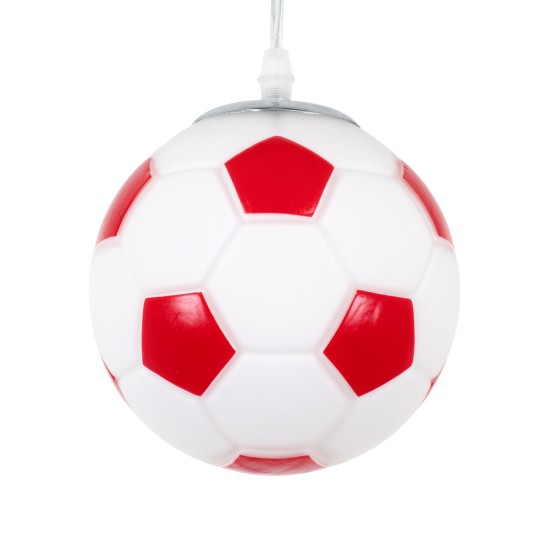 GLOBOSTAR® FOOTBALL 00642 Παιδικό Κρεμαστό Φωτιστικό Οροφής με Ντουί 1 x E27 AC 220-240V IP20 - Λευκό & Κόκκινο - Μ15 x Π15 x Y18cm GLOBOSTAR® FOOTBALL 00642 Παιδικό Κρεμαστό Φωτιστικό Οροφής με Ντουί 1 x E27 AC 220-240V IP20 - Λευκό & Κόκκινο - Μ15 x Π15 x Y18cm