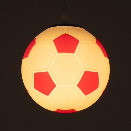 GLOBOSTAR® FOOTBALL 00642 Παιδικό Κρεμαστό Φωτιστικό Οροφής με Ντουί 1 x E27 AC 220-240V IP20 - Λευκό & Κόκκινο - Μ15 x Π15 x Y18cm GLOBOSTAR® FOOTBALL 00642 Παιδικό Κρεμαστό Φωτιστικό Οροφής με Ντουί 1 x E27 AC 220-240V IP20 - Λευκό & Κόκκινο - Μ15 x Π15 x Y18cm
