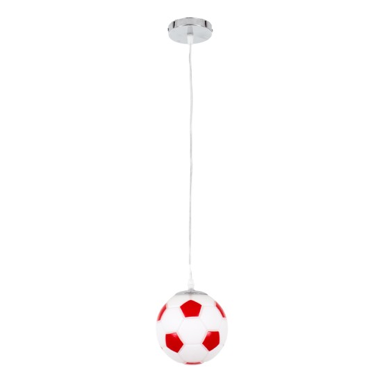 GLOBOSTAR® FOOTBALL 00642 Παιδικό Κρεμαστό Φωτιστικό Οροφής με Ντουί 1 x E27 AC 220-240V IP20 - Λευκό & Κόκκινο - Μ15 x Π15 x Y18cm GLOBOSTAR® FOOTBALL 00642 Παιδικό Κρεμαστό Φωτιστικό Οροφής με Ντουί 1 x E27 AC 220-240V IP20 - Λευκό & Κόκκινο - Μ15 x Π15 x Y18cm