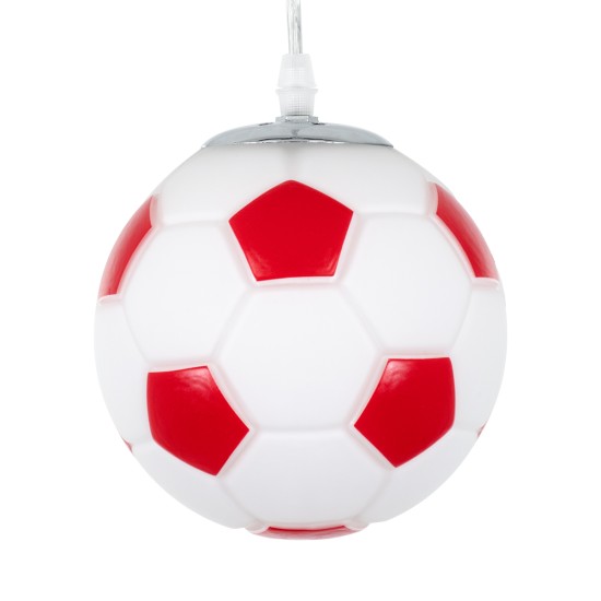 GLOBOSTAR® FOOTBALL 00642 Παιδικό Κρεμαστό Φωτιστικό Οροφής με Ντουί 1 x E27 AC 220-240V IP20 - Λευκό & Κόκκινο - Μ15 x Π15 x Y18cm GLOBOSTAR® FOOTBALL 00642 Παιδικό Κρεμαστό Φωτιστικό Οροφής με Ντουί 1 x E27 AC 220-240V IP20 - Λευκό & Κόκκινο - Μ15 x Π15 x Y18cm