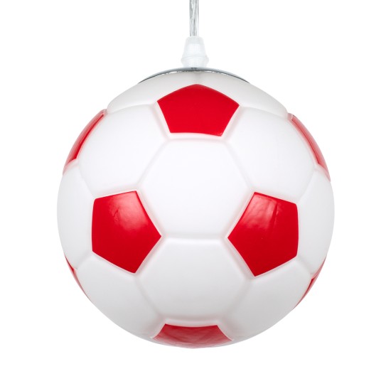 GLOBOSTAR® FOOTBALL 00642 Παιδικό Κρεμαστό Φωτιστικό Οροφής με Ντουί 1 x E27 AC 220-240V IP20 - Λευκό & Κόκκινο - Μ15 x Π15 x Y18cm GLOBOSTAR® FOOTBALL 00642 Παιδικό Κρεμαστό Φωτιστικό Οροφής με Ντουί 1 x E27 AC 220-240V IP20 - Λευκό & Κόκκινο - Μ15 x Π15 x Y18cm