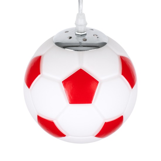 GLOBOSTAR® FOOTBALL 00642 Παιδικό Κρεμαστό Φωτιστικό Οροφής με Ντουί 1 x E27 AC 220-240V IP20 - Λευκό & Κόκκινο - Μ15 x Π15 x Y18cm GLOBOSTAR® FOOTBALL 00642 Παιδικό Κρεμαστό Φωτιστικό Οροφής με Ντουί 1 x E27 AC 220-240V IP20 - Λευκό & Κόκκινο - Μ15 x Π15 x Y18cm