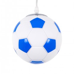 GLOBOSTAR® FOOTBALL 00644 Παιδικό Κρεμαστό Φωτιστικό Οροφής με Ντουί 1 x E27 AC 220-240V IP20 - Λευκό & Μπλε - Μ15 x Π15 x Y18cm