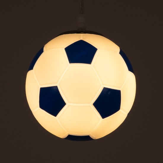 GLOBOSTAR® FOOTBALL 00644 Παιδικό Κρεμαστό Φωτιστικό Οροφής με Ντουί 1 x E27 AC 220-240V IP20 - Λευκό & Μπλε - Μ15 x Π15 x Y18cm GLOBOSTAR® FOOTBALL 00644 Παιδικό Κρεμαστό Φωτιστικό Οροφής με Ντουί 1 x E27 AC 220-240V IP20 - Λευκό & Μπλε - Μ15 x Π15 x Y18cm