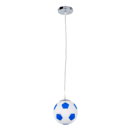 GLOBOSTAR® FOOTBALL 00644 Παιδικό Κρεμαστό Φωτιστικό Οροφής με Ντουί 1 x E27 AC 220-240V IP20 - Λευκό & Μπλε - Μ15 x Π15 x Y18cm GLOBOSTAR® FOOTBALL 00644 Παιδικό Κρεμαστό Φωτιστικό Οροφής με Ντουί 1 x E27 AC 220-240V IP20 - Λευκό & Μπλε - Μ15 x Π15 x Y18cm