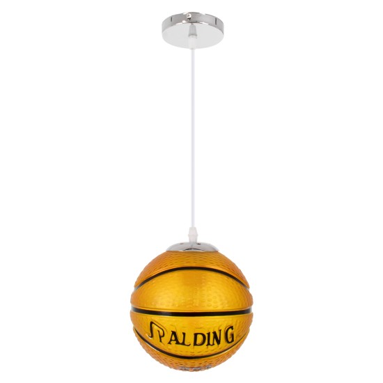 GLOBOSTAR® SPALDING NBA 00645 Παιδικό Κρεμαστό Φωτιστικό Οροφής με Ντουί 1 x E27 AC 220-240V IP20 - Πορτοκαλί & Μαύρο - Μ18 x Π18 x Υ18cm GLOBOSTAR® SPALDING NBA 00645 Παιδικό Κρεμαστό Φωτιστικό Οροφής με Ντουί 1 x E27 AC 220-240V IP20 - Πορτοκαλί & Μαύρο - Μ18 x Π18 x Υ18cm