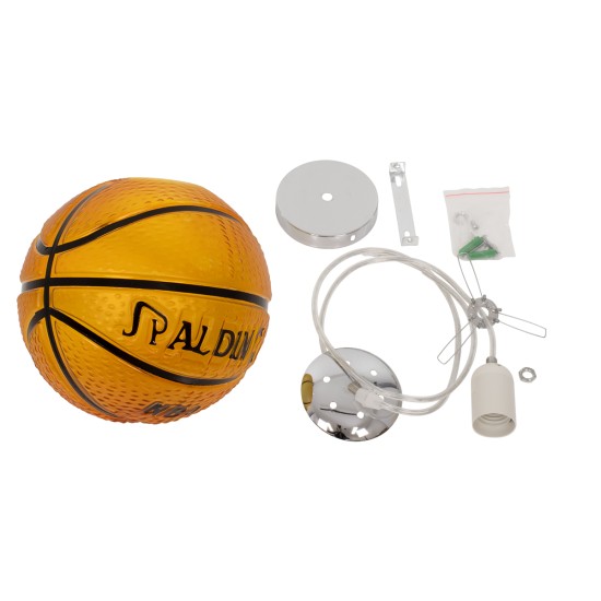 GLOBOSTAR® SPALDING NBA 00645 Παιδικό Κρεμαστό Φωτιστικό Οροφής με Ντουί 1 x E27 AC 220-240V IP20 - Πορτοκαλί & Μαύρο - Μ18 x Π18 x Υ18cm GLOBOSTAR® SPALDING NBA 00645 Παιδικό Κρεμαστό Φωτιστικό Οροφής με Ντουί 1 x E27 AC 220-240V IP20 - Πορτοκαλί & Μαύρο - Μ18 x Π18 x Υ18cm