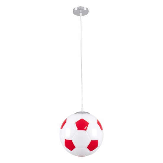 GLOBOSTAR® FOOTBALL 00646 Παιδικό Κρεμαστό Φωτιστικό Οροφής με Ντουί 1 x E27 AC 220-240V IP20 - Λευκό & Κόκκινο - Μ25 x Π25 x Υ25cm GLOBOSTAR® FOOTBALL 00646 Παιδικό Κρεμαστό Φωτιστικό Οροφής με Ντουί 1 x E27 AC 220-240V IP20 - Λευκό & Κόκκινο - Μ25 x Π25 x Υ25cm