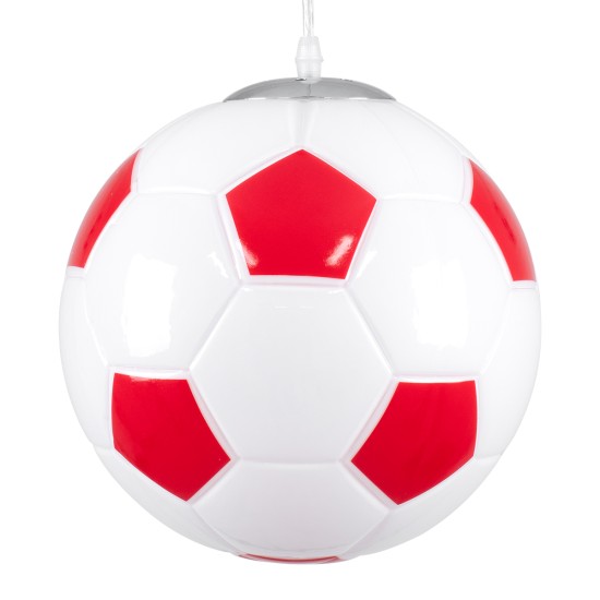 GLOBOSTAR® FOOTBALL 00646 Παιδικό Κρεμαστό Φωτιστικό Οροφής με Ντουί 1 x E27 AC 220-240V IP20 - Λευκό & Κόκκινο - Μ25 x Π25 x Υ25cm GLOBOSTAR® FOOTBALL 00646 Παιδικό Κρεμαστό Φωτιστικό Οροφής με Ντουί 1 x E27 AC 220-240V IP20 - Λευκό & Κόκκινο - Μ25 x Π25 x Υ25cm
