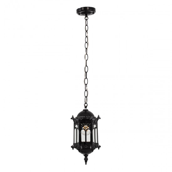 GLOBOSTAR® DARCY 00655 Vintage Κρεμαστό Φωτιστικό Οροφής με Ντουί 1 x E27 AC 220-240V IP20 - Μαύρο - Μ15.5 x Π15.5 x Υ32.5cm