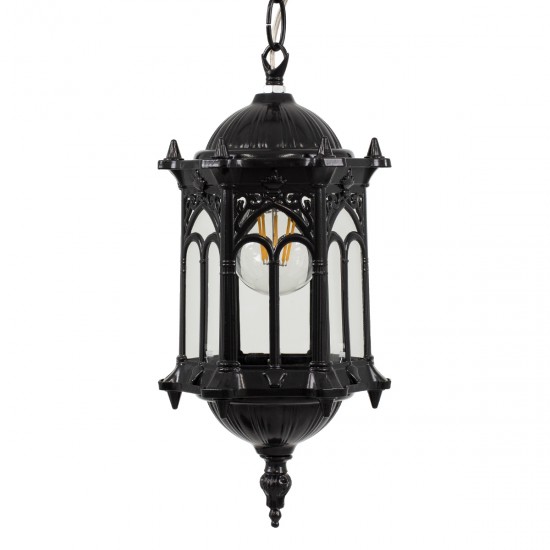 GLOBOSTAR® DARCY 00655 Vintage Κρεμαστό Φωτιστικό Οροφής με Ντουί 1 x E27 AC 220-240V IP20 - Μαύρο - Μ15.5 x Π15.5 x Υ32.5cm