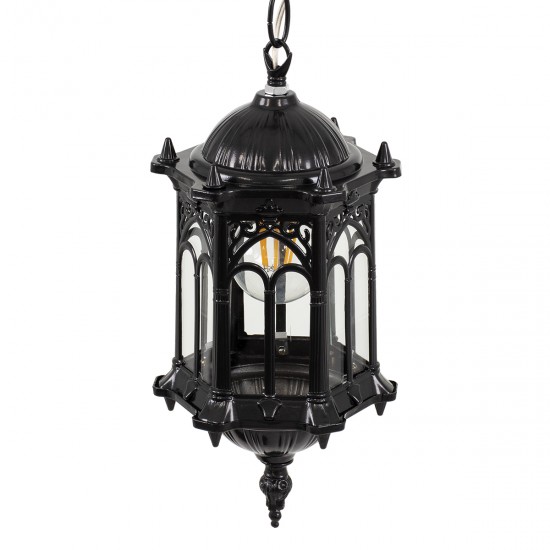 GLOBOSTAR® DARCY 00655 Vintage Κρεμαστό Φωτιστικό Οροφής με Ντουί 1 x E27 AC 220-240V IP20 - Μαύρο - Μ15.5 x Π15.5 x Υ32.5cm