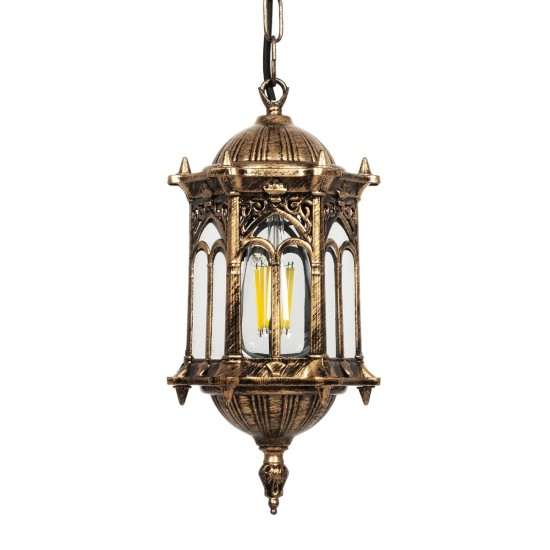 GLOBOSTAR® DARCY 00656 Vintage Κρεμαστό Φωτιστικό Οροφής με Ντουί 1 x E27 AC 220-240V IP20 - Μπρούτζινο - Μ15.5 x Π15.5 x Υ32.5cm