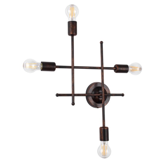 GLOBOSTAR® PIPING 00662 Vintage Φωτιστικό Τοίχου - Απλίκα με Ντουί 4 x E27 AC 220-240V IP20 - Χάλκινο - Μ40 x Π9 x Υ52cm GLOBOSTAR® PIPING 00662 Vintage Φωτιστικό Τοίχου - Απλίκα με Ντουί 4 x E27 AC 220-240V IP20 - Χάλκινο - Μ40 x Π9 x Υ52cm
