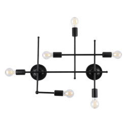GLOBOSTAR® PIPING 00664 Vintage Φωτιστικό Τοίχου - Απλίκα με Ντουί 6 x E27 AC 220-240V IP20 - Μαύρο - Μ66 x Π9.5 x Υ49cm