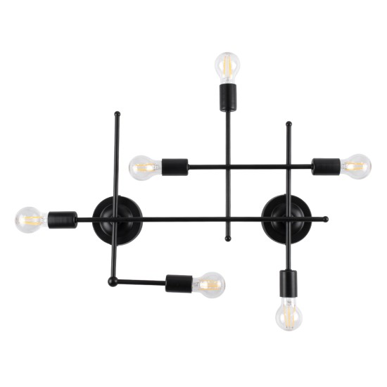 GLOBOSTAR® PIPING 00664 Vintage Φωτιστικό Τοίχου - Απλίκα με Ντουί 6 x E27 AC 220-240V IP20 - Μαύρο - Μ66 x Π9.5 x Υ49cm GLOBOSTAR® PIPING 00664 Vintage Φωτιστικό Τοίχου - Απλίκα με Ντουί 6 x E27 AC 220-240V IP20 - Μαύρο - Μ66 x Π9.5 x Υ49cm