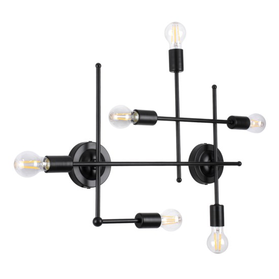 GLOBOSTAR® PIPING 00664 Vintage Φωτιστικό Τοίχου - Απλίκα με Ντουί 6 x E27 AC 220-240V IP20 - Μαύρο - Μ66 x Π9.5 x Υ49cm GLOBOSTAR® PIPING 00664 Vintage Φωτιστικό Τοίχου - Απλίκα με Ντουί 6 x E27 AC 220-240V IP20 - Μαύρο - Μ66 x Π9.5 x Υ49cm