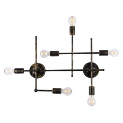 GLOBOSTAR® PIPING 00666 Vintage Φωτιστικό Τοίχου - Απλίκα με Ντουί 6 x E27 AC 220-240V IP20 - Μπρούτζινο - Μ66 x Π9.5 x Υ49cm