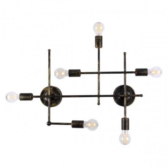 GLOBOSTAR® PIPING 00666-1 Vintage Φωτιστικό Οροφής με Ντουί 6 x E27 AC 220-240V IP20 - Μπρούτζινο - Μ66 x Π9.5 x Υ49cm GLOBOSTAR® PIPING 00666-1 Vintage Φωτιστικό Οροφής με Ντουί 6 x E27 AC 220-240V IP20 - Μπρούτζινο - Μ66 x Π9.5 x Υ49cm