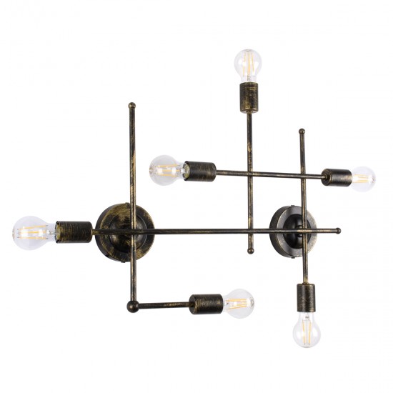 GLOBOSTAR® PIPING 00666-1 Vintage Φωτιστικό Οροφής με Ντουί 6 x E27 AC 220-240V IP20 - Μπρούτζινο - Μ66 x Π9.5 x Υ49cm GLOBOSTAR® PIPING 00666-1 Vintage Φωτιστικό Οροφής με Ντουί 6 x E27 AC 220-240V IP20 - Μπρούτζινο - Μ66 x Π9.5 x Υ49cm