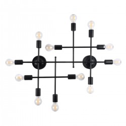GLOBOSTAR® PIPING 00667 Vintage Φωτιστικό Τοίχου - Απλίκα με Ντουί 12 x E27 AC 220-240V IP20 - Μαύρο - Μ78.5 x Π9.5 x Υ64cm