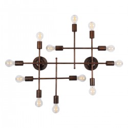 GLOBOSTAR® PIPING 00668 Vintage Φωτιστικό Τοίχου - Απλίκα με Ντουί 12 x E27 AC 220-240V IP20 - Χάλκινο - Μ78.5 x Π9.5 x Υ64cm