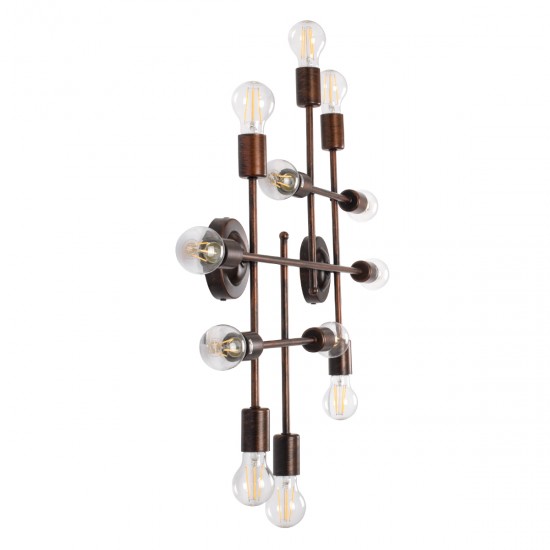GLOBOSTAR® PIPING 00668-1 Vintage Φωτιστικό Οροφής με Ντουί 12 x E27 AC 220-240V IP20 - Χάλκινο - Μ78.5 x Π9.5 x Υ64cm
