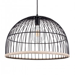 GLOBOSTAR® NEVIS 00681 Μοντέρνο Κρεμαστό Φωτιστικό Οροφής με Ντουί 1 x E27 AC 220-240V IP20 - Μαύρο & Μπεζ - Μ49 x Π49 x Υ34.5cm