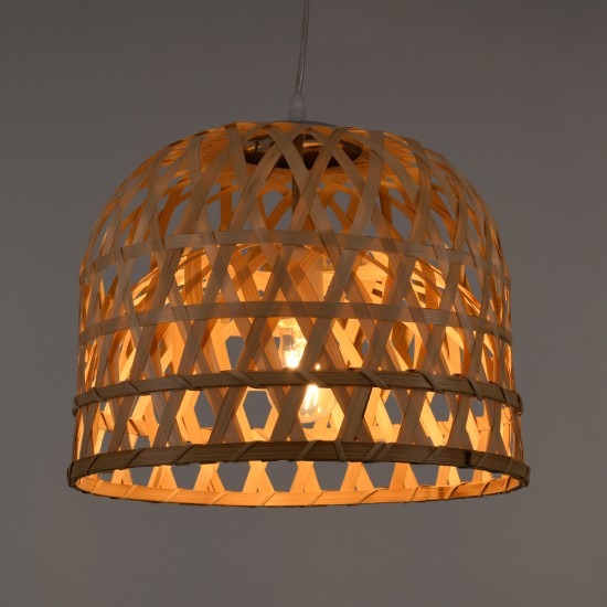 GLOBOSTAR® MANGEA 00715 Boho Κρεμαστό Φωτιστικό Οροφής με Ντουί 1 x E27 AC 220-240V IP20 - Μπεζ - Μ32 x Π32 x Υ30cm