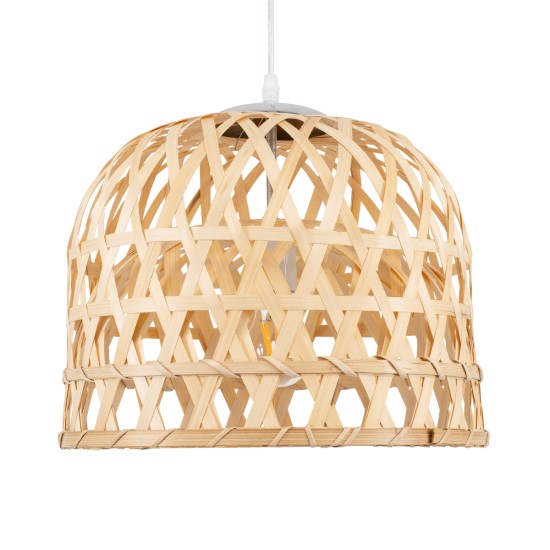 GLOBOSTAR® MANGEA 00715 Boho Κρεμαστό Φωτιστικό Οροφής με Ντουί 1 x E27 AC 220-240V IP20 - Μπεζ - Μ32 x Π32 x Υ30cm