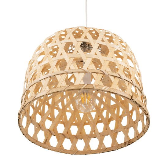 GLOBOSTAR® MANGEA 00715 Boho Κρεμαστό Φωτιστικό Οροφής με Ντουί 1 x E27 AC 220-240V IP20 - Μπεζ - Μ32 x Π32 x Υ30cm